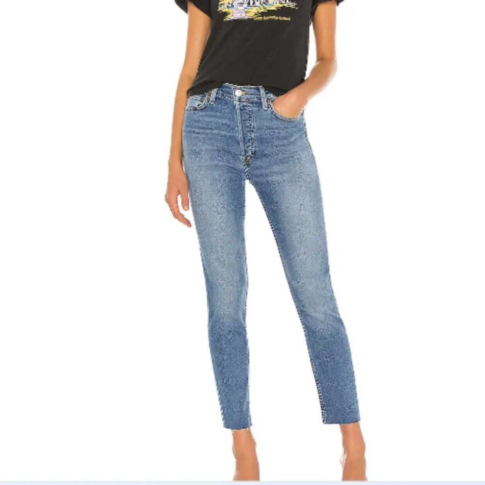 Re/Done Jeans 90's High Rise Ankle Crop Retro Boho Casual Denim Size 26 - Picture 12 of 12